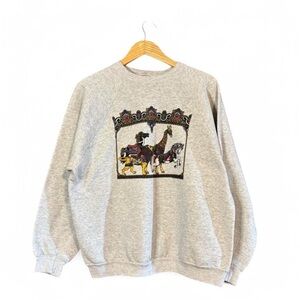 VTG 80s Carousel Animal Crewneck Sweatshirt XL Hanes Giraffe Lion Horse Circus